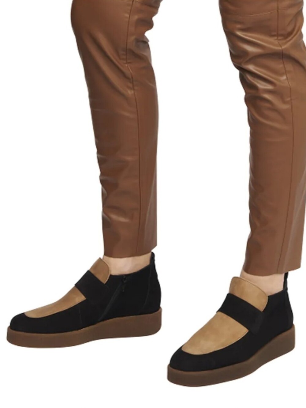 Arche Comoco Suede Loafer Mocassin Twp Tonw Colorblock Black Tan Size 41/9.5
